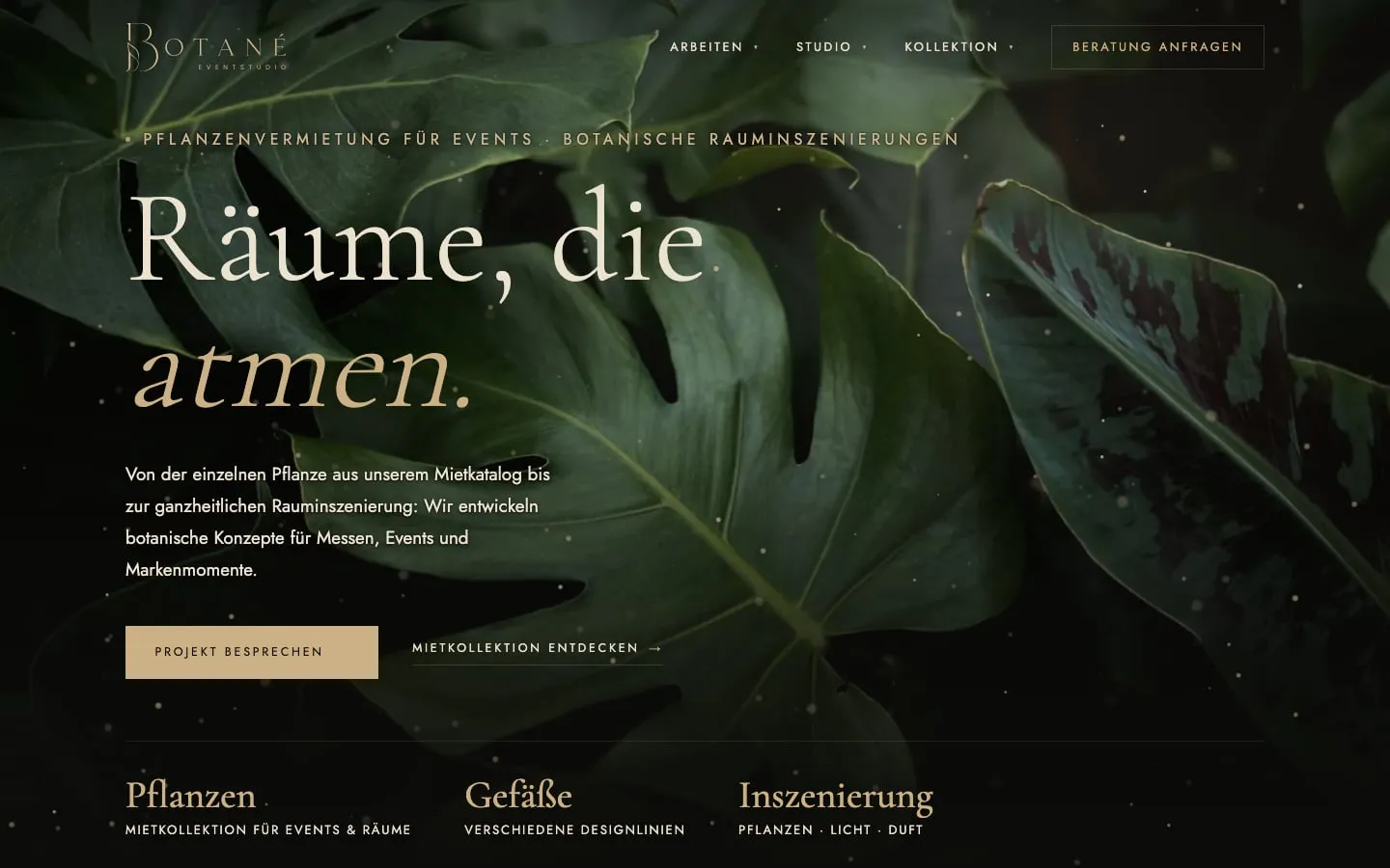 Startseite von botane.events
